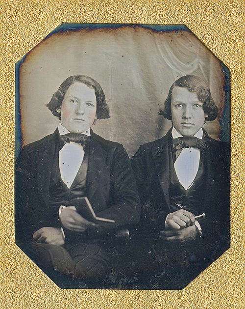 Sixth Plate Daguerreotype of Twins Timothy and Thomas Earle