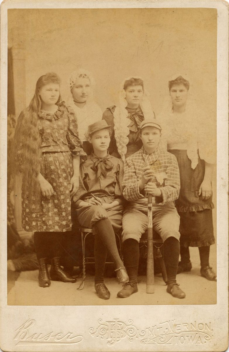IOWA LADIES & BASEBALL BAT.